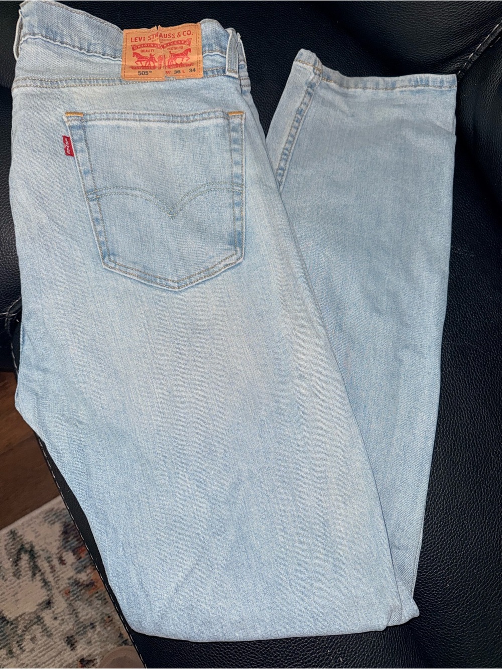 Levi's Light Blue Mens 505 Straight Leg Jeans